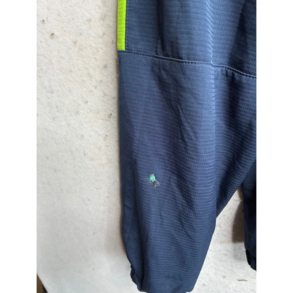 NFL Seattle Seahawks Windbreaker Jacket Navy Blue Neon Green Full Zip Hooded L